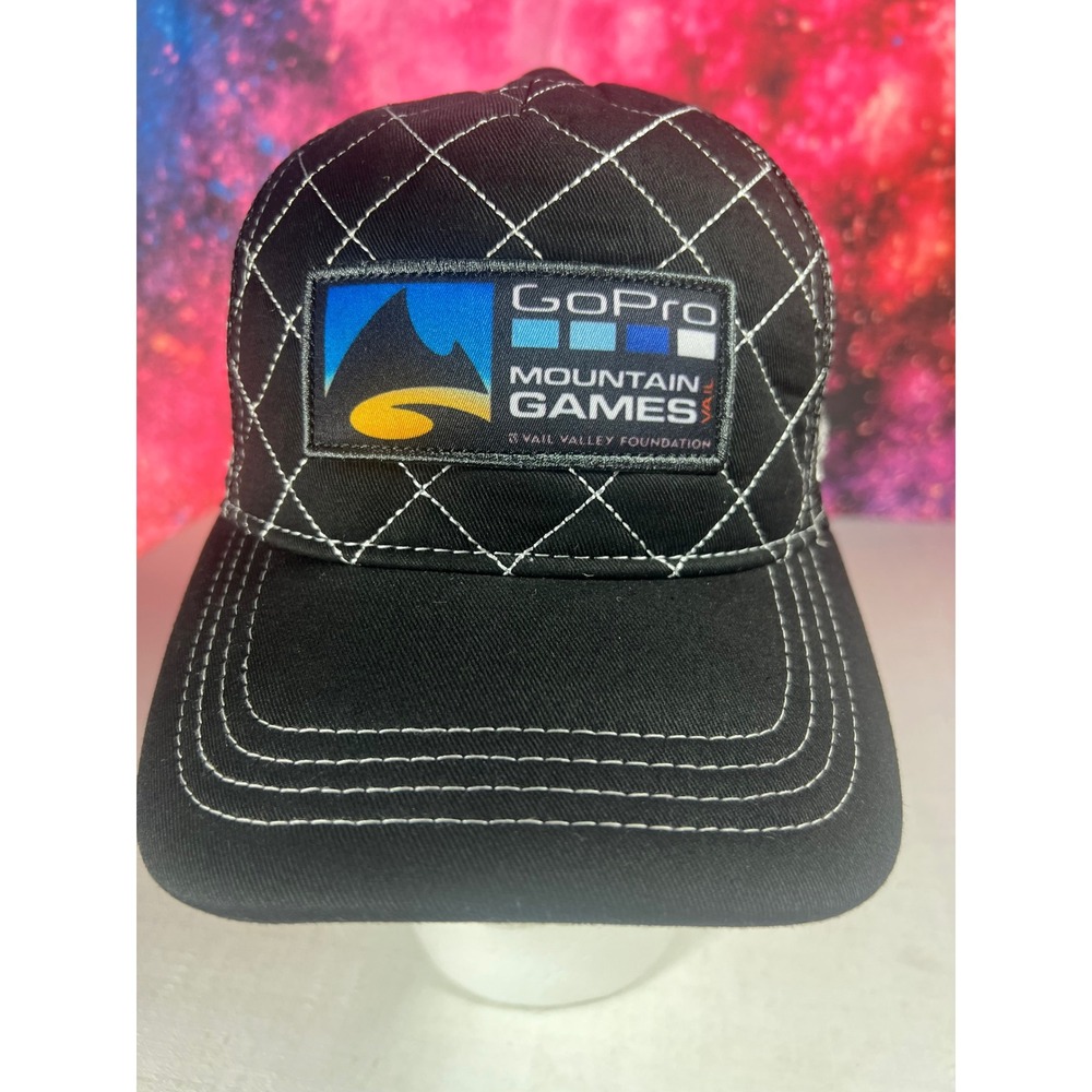Aksels GoPro Mountain Games Vail Trucker Hat Black Quilted Snapback Cap